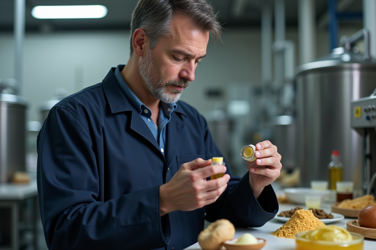 Chimiste examinant un pot de baume à lèvres dans un atelier