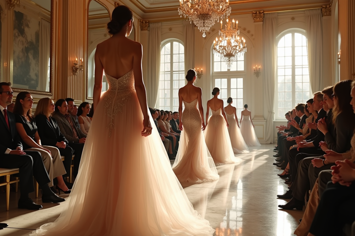 Défilé de haute couture dans un manoir parisien élégant