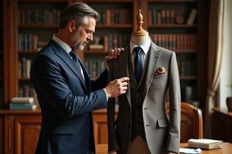 Expert en mode examine un pantalon élégant sur un mannequin