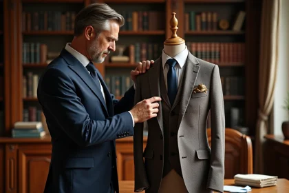 Expert en mode examine un pantalon élégant sur un mannequin