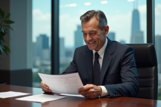 Homme d'affaires en costume dans un bureau moderne