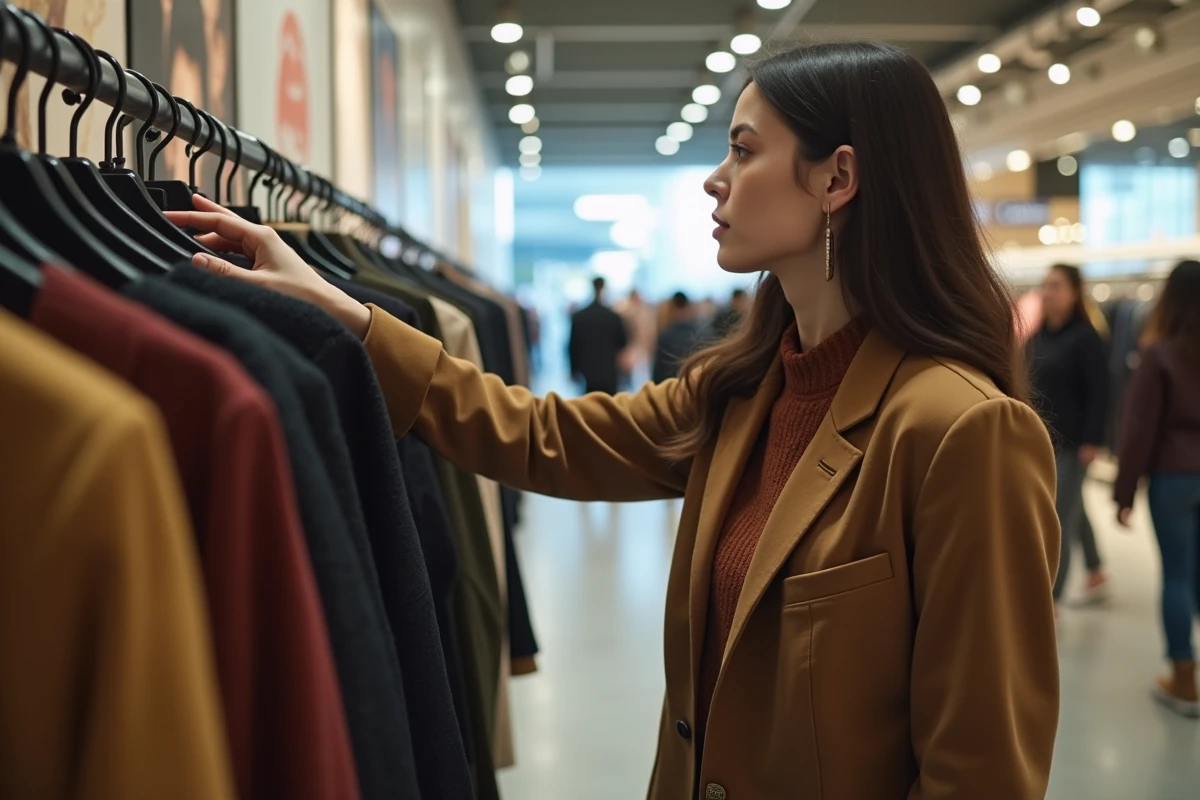 Jeune femme en streetwear dans un centre commercial moderne