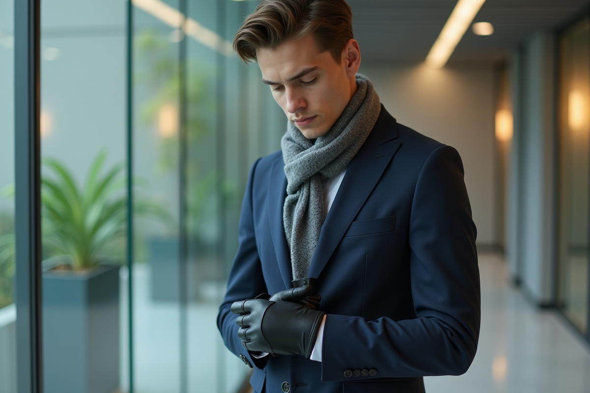 Jeune homme en costume ajusté dans un bureau moderne