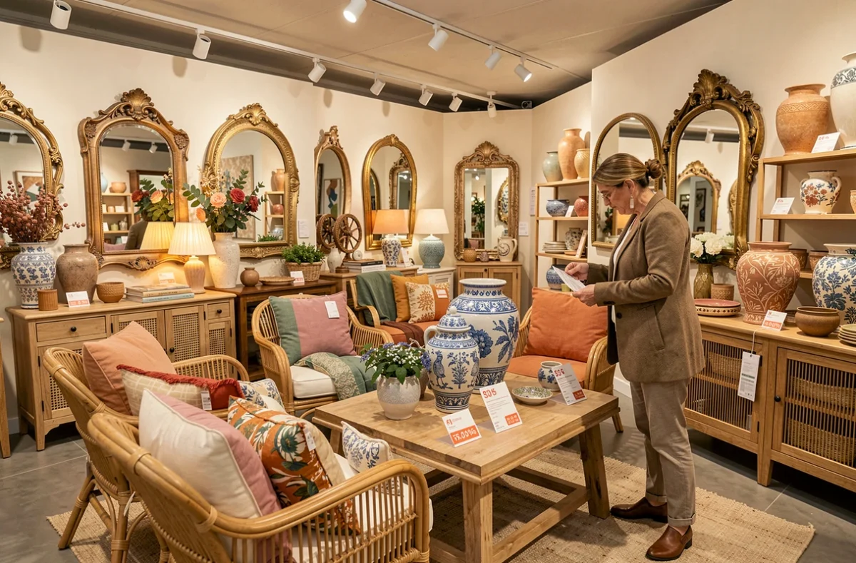 Showroom de l'outlet Maison du Monde à Toulouse avec des meubles et objets de décoration exposés